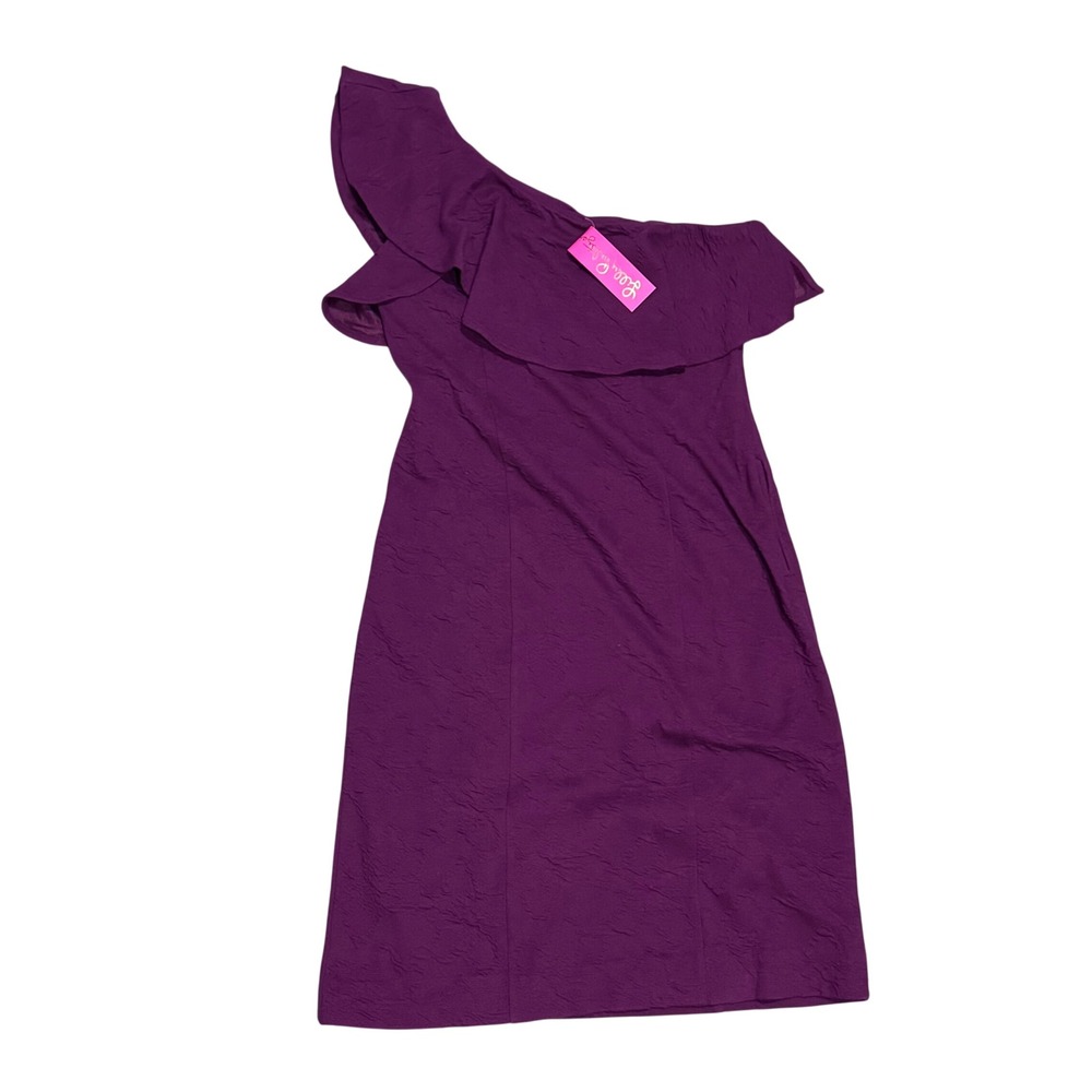 Lilly Pulitzer Bordeaux One Shoulder Dress Women 6 Amarena Cherry NEW Ruffle